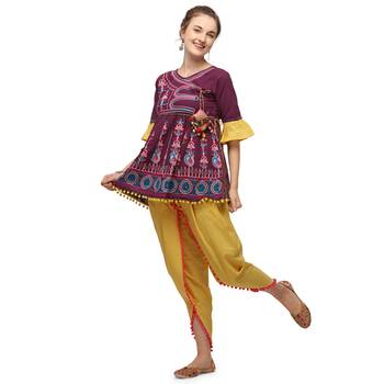 Deep Purple khadi embroidered kedia and tulip pants 2