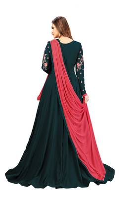 UJJWAL CREATION  Faux Georgette Embroidered Gown/Anarkali Kurta & Bottom Material  (Semi Stitched) 2