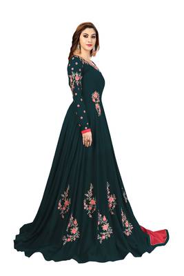 UJJWAL CREATION  Faux Georgette Embroidered Gown/Anarkali Kurta & Bottom Material  (Semi Stitched) 4