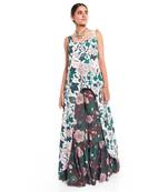 PS Pret by Payal Singhal White Colour Printed Art Crepe High-Low Kurta with Brown Colour Printed Art Crepe Frill Palazzo