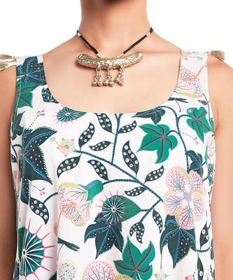 PS Pret by Payal Singhal White Colour Printed Art Crepe High-Low Kurta with Brown Colour Printed Art Crepe Frill Palazzo 4