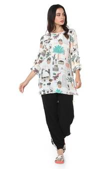 Printed Crepe High-Low Tunic for Women