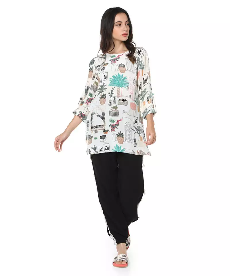 Printed Crepe High-Low Tunic for Women