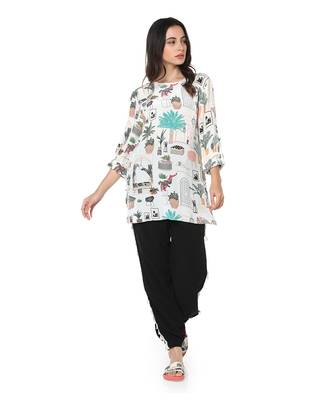 PS Pret by Payal Singhal White Colour Printed Crepe High-Low Tunic 2
