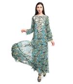 PS Pret by Payal Singhal Blue Printed Art Georgette Tiered Dress
