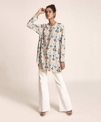 PS Pret by Payal Singhal Cream Colour Printed Art Crepe Tunic 1