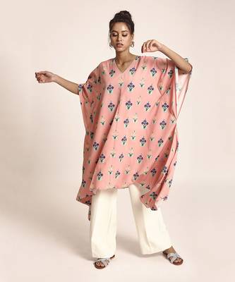 PS Pret by Payal Singhal Pink Colour Printed Art Crepe Kaftan 2