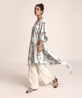 PS Pret by Payal Singhal Powder Blue Colour Printed Art Crepe Kaftan 2