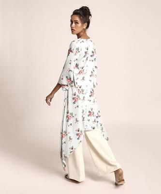 PS Pret by Payal Singhal Powder Blue Colour Printed Art Crepe Kaftan 3