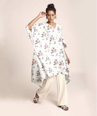 PS Pret by Payal Singhal Powder Blue Colour Printed Art Crepe Kaftan 1