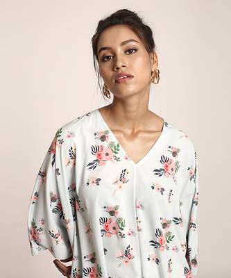 PS Pret by Payal Singhal Powder Blue Colour Printed Art Crepe Kaftan 4