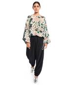 Printed Art Georgette Top with Drawstring Details for Women