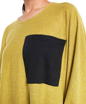 PS Pret by Payal Singhal Lime Green Colour Jersey Kaftan Top with Black Colour Jersey Pocket Detailing 4