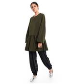 PS Pret by Payal Singhal Bottle Green Colour Thick Georgette Frill Hem Tunic