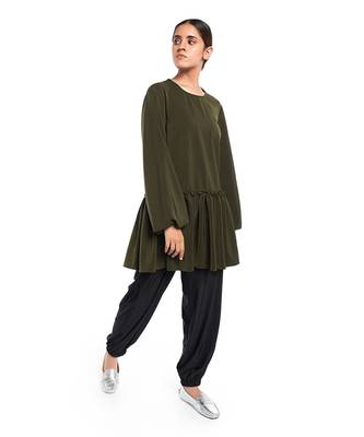 PS Pret by Payal Singhal Bottle Green Colour Thick Georgette Frill Hem Tunic 2