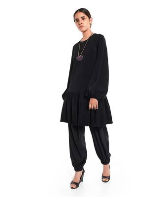 PS Pret by Payal Singhal Black Colour Thick Georgette Frill Hem Tunic 2