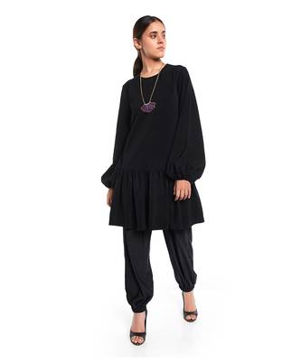 PS Pret by Payal Singhal Black Colour Thick Georgette Frill Hem Tunic 3