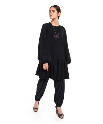 PS Pret by Payal Singhal Black Colour Thick Georgette Frill Hem Tunic 1