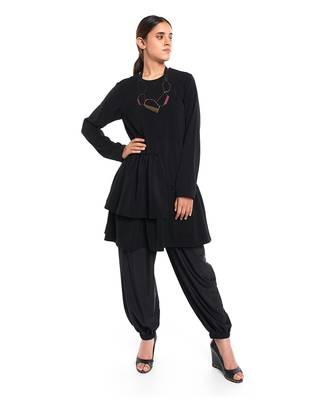 PS Pret by Payal Singhal Black Colour Thick Georgette 2 Layer Frill Hem Tunic 2
