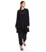 PS Pret by Payal Singhal Black Colour Thick Georgette 2 Layer Frill Hem Tunic