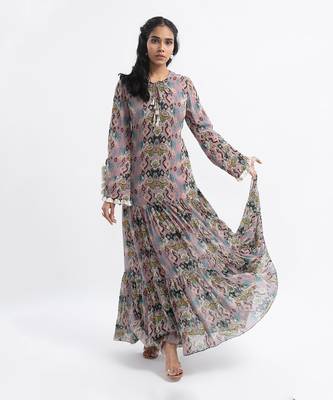 PS Pret by Payal Singhal Pink Colour Printed Art Georgette Tiered Dress 1
