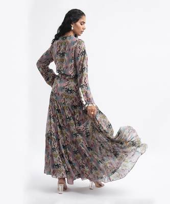 PS Pret by Payal Singhal Pink Colour Printed Art Georgette Tiered Dress 3