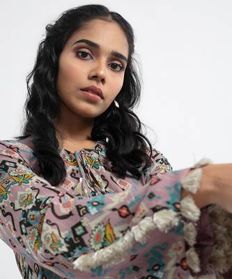 PS Pret by Payal Singhal Pink Colour Printed Art Georgette Tiered Dress 4