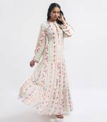 PS Pret by Payal Singhal Cream Colour Printed Art Georgette Tiered Dress