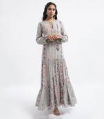 Printed Art Georgette Tiered Dress for Women