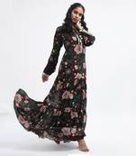 PS Pret by Payal Singhal Brown Colour Printed Art Georgette Tiered Dress