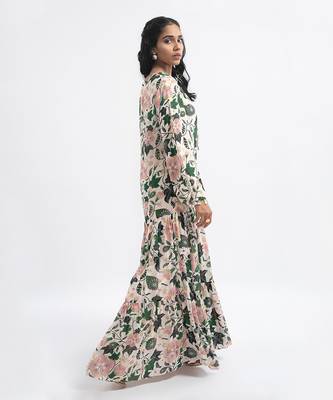 PS Pret by Payal Singhal White Colour Printed Art Georgette Tiered Dress 2