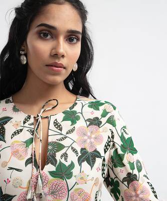PS Pret by Payal Singhal White Colour Printed Art Georgette Tiered Dress 3