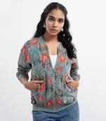 Printed Art Georgette Bomber Jacket for Women