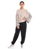 PS Pret by Payal Singhal Lavender Orange and Grey Colour Printed Georgette Top with Drawstring Details