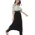 White Colour Printed Art Crepe Off Shoulder Ruffle Top with Black Colour Art Crepe Low Crotch Pant for Women