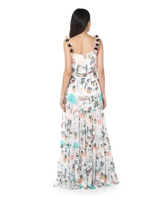 PS Pret by Payal Singhal White Colour Printed Art Georgette Long Tiered Dress 3
