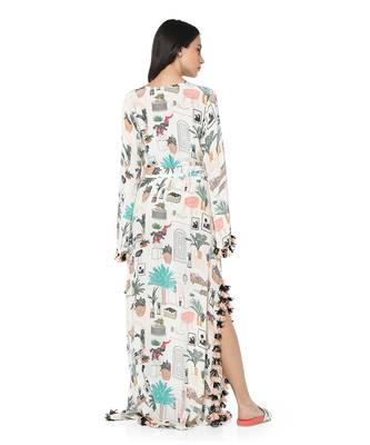 PS Pret by Payal Singhal White Colour Printed Art Crepe Kaftan 4