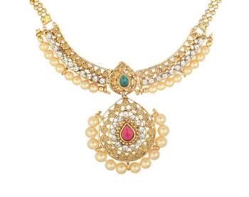 Artificial Multicolour Stone Studded Short Necklace Set 2