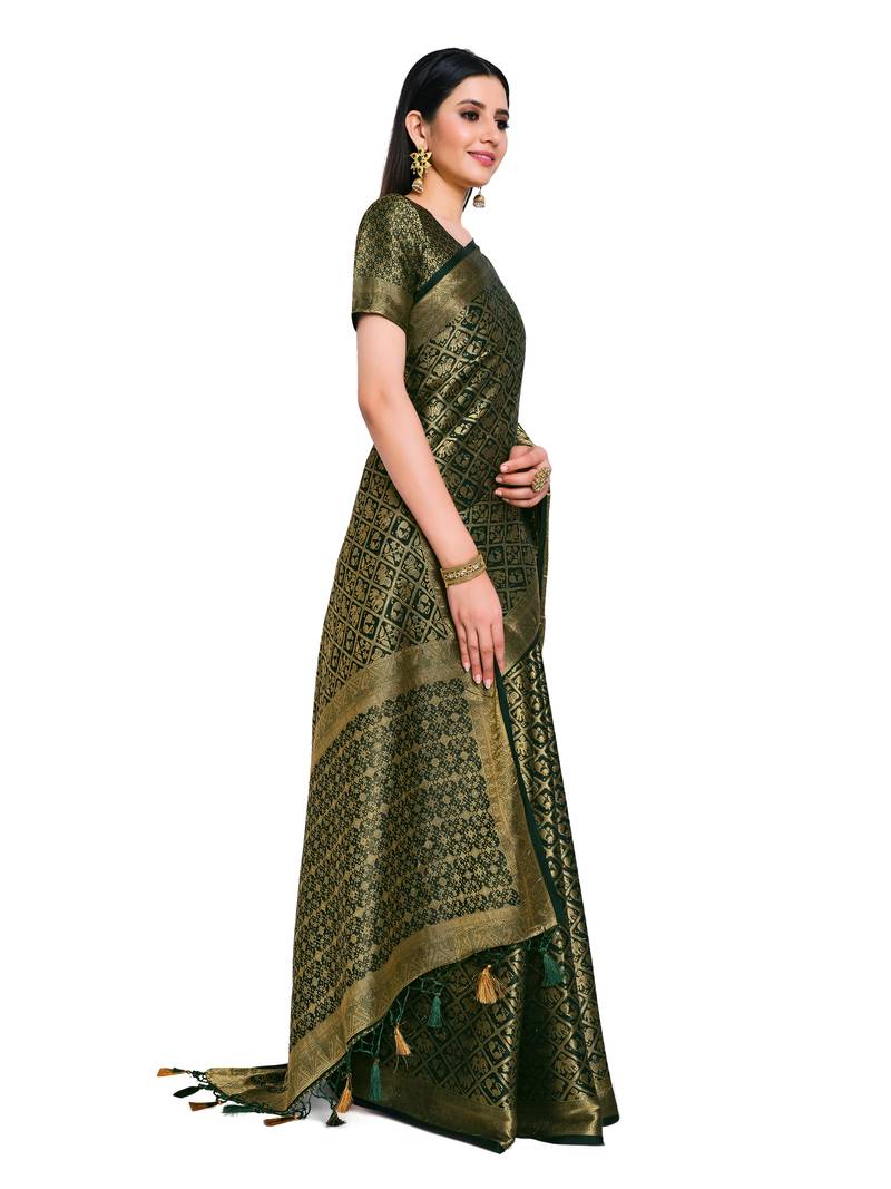 Women's Mysore silk Crepe Saree with Blouse Piece