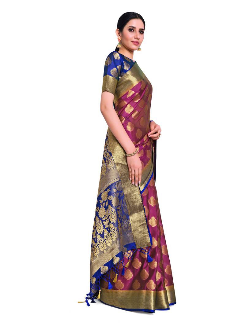 Women's Mysore silk Crepe Saree with Blouse Piece