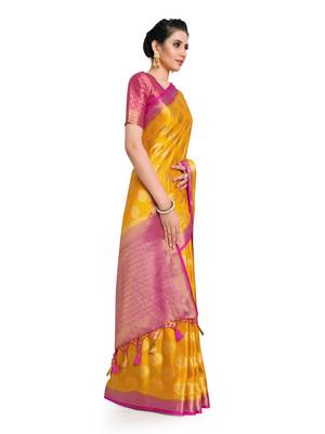 Women's Mysore silk Crepe Saree with Blouse Piece 2