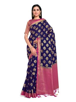 Women's Mysore silk Crepe Saree with Blouse Piece 1