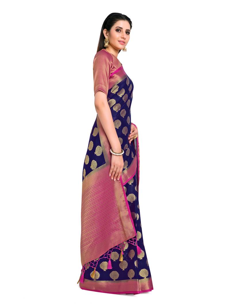Women's Mysore silk Crepe Saree with Blouse Piece