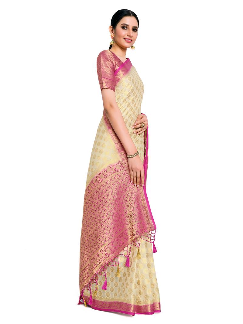 Women's Mysore silk Crepe Saree with Blouse Piece