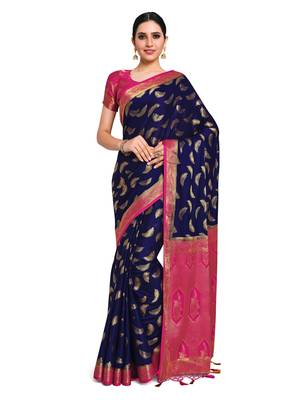 Women's Mysore silk Crepe Saree with Blouse Piece 1