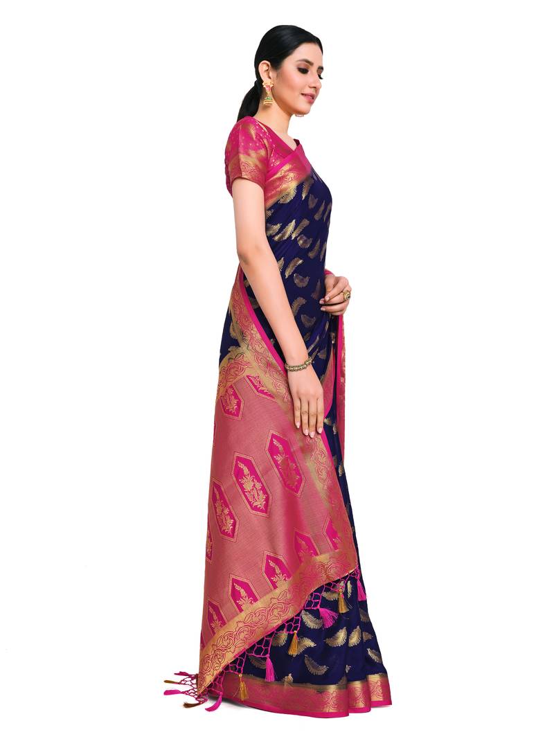 Women's Mysore silk Crepe Saree with Blouse Piece