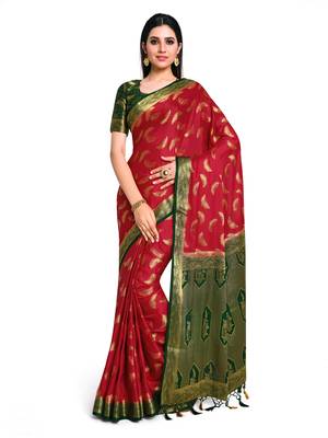 Women's Mysore silk Crepe Saree with Blouse Piece 1