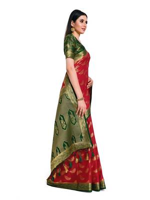 Women's Mysore silk Crepe Saree with Blouse Piece 2