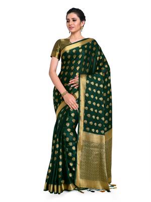 Women's Mysore silk Crepe Saree with Blouse Piece 1