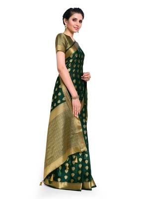Women's Mysore silk Crepe Saree with Blouse Piece 2